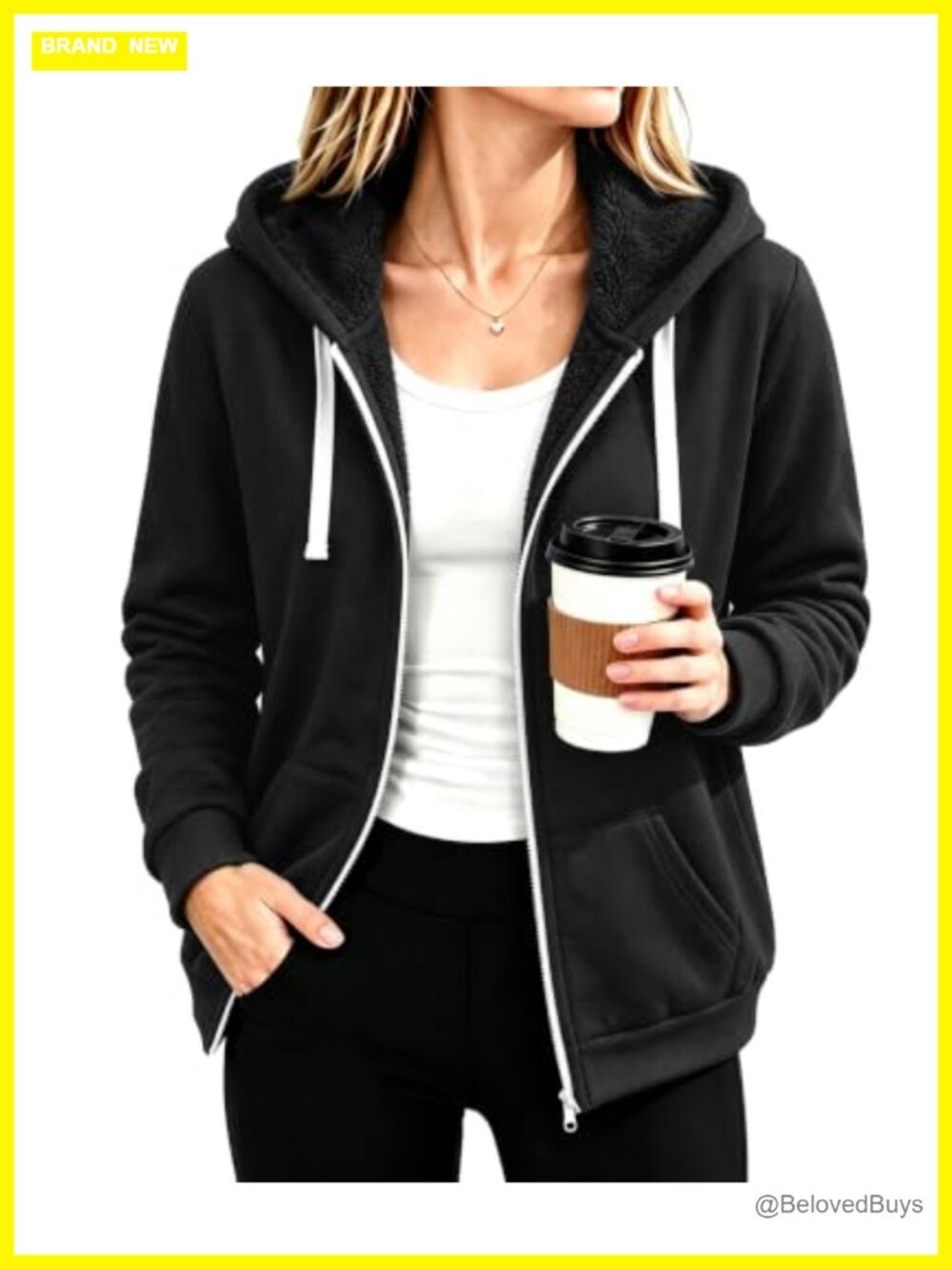 Women's Sherpa Fleece Lined Zip Up Hoodie Sweatshirt Jacket